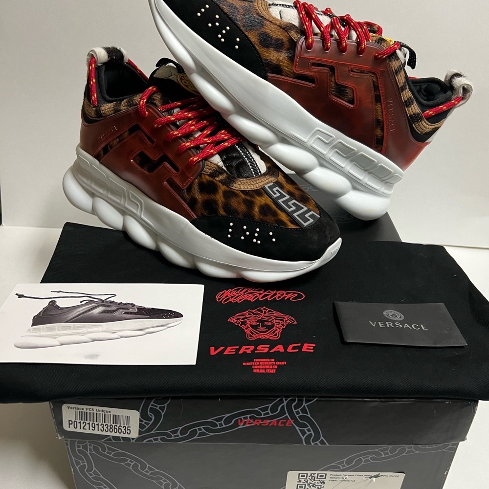 Versace Chain Reaction Platform Low Top Sneakers Multi Print Runners Size 9 US42